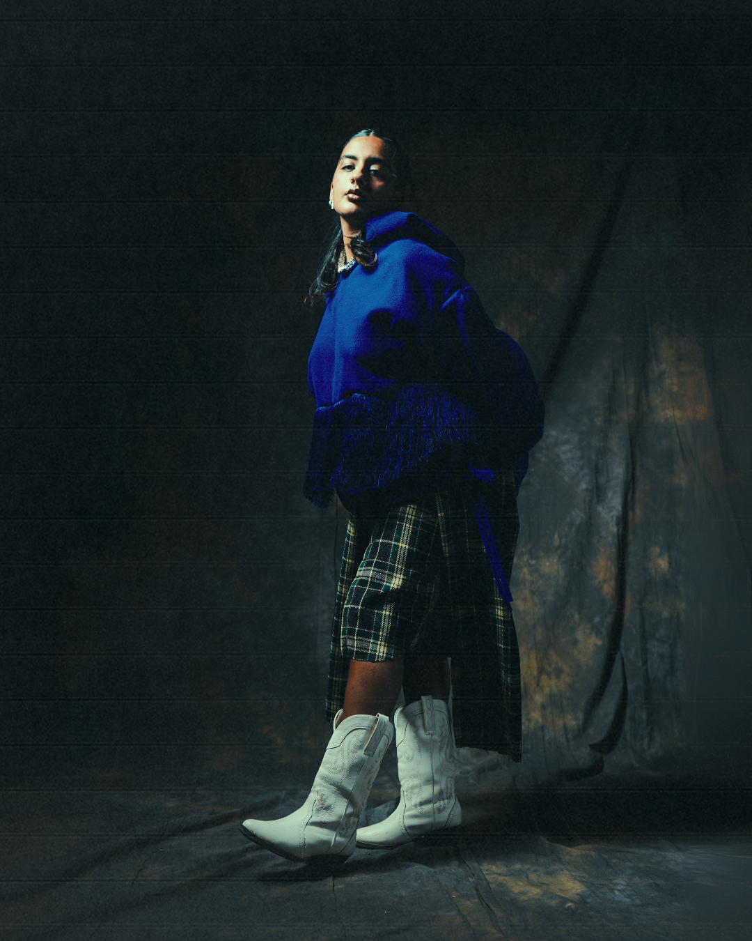 Cobalt fringe hoodie